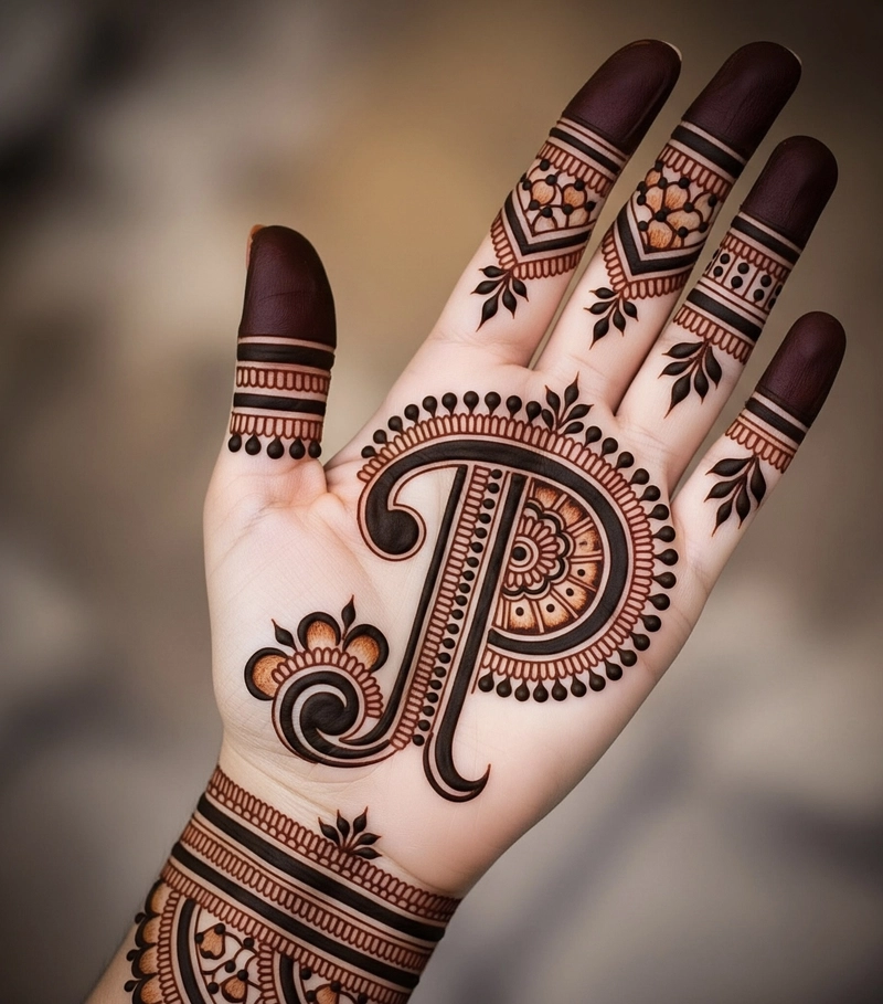 p letter mehndi design tattoo