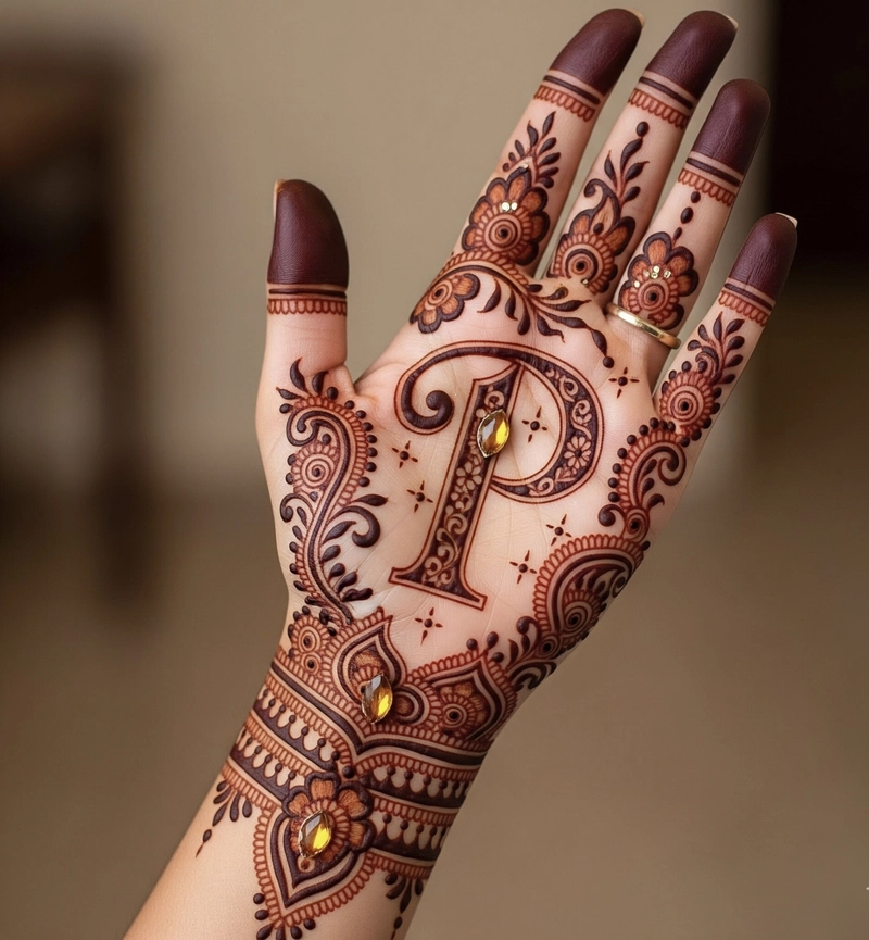 p name se mehndi design