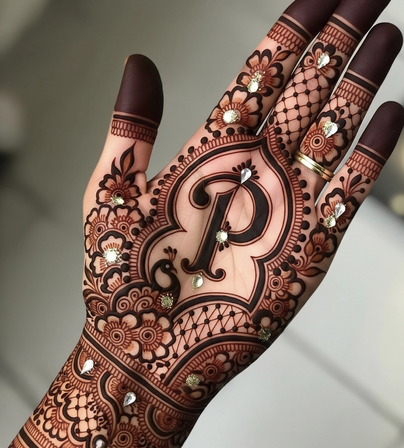 p word mehndi design