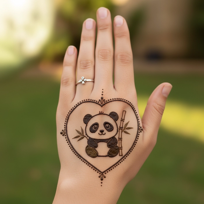 panda mehndi design back hand simple