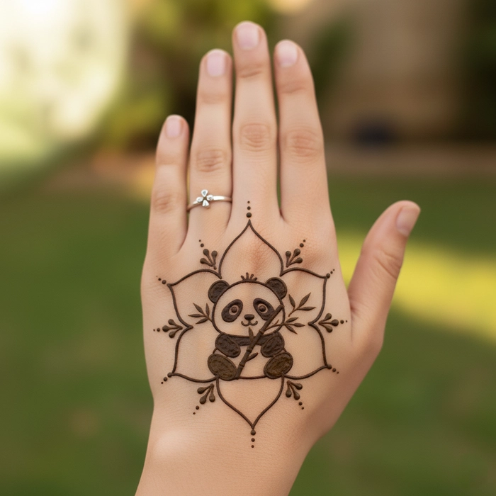 panda mehndi design simple back hand
