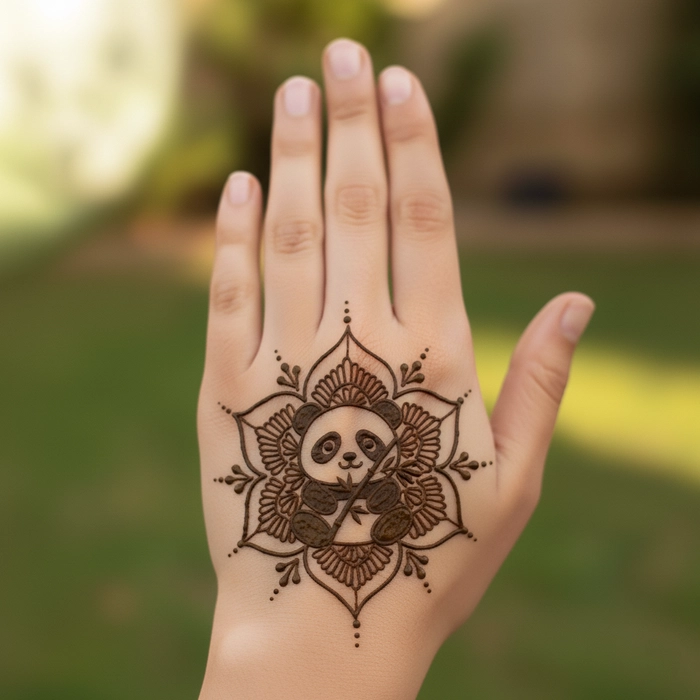 panda mehndi design simple front hand