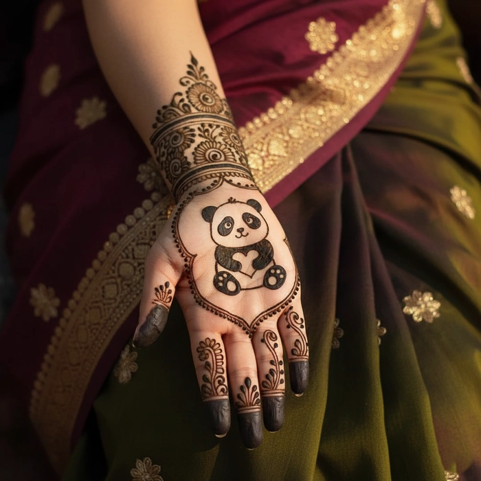 panda mehndi design simple full hand