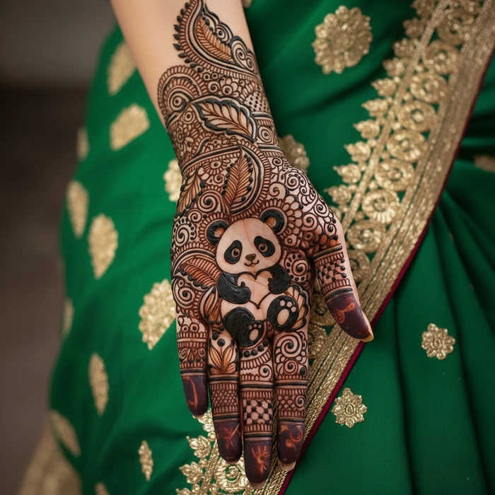panda mehndi design tattoo