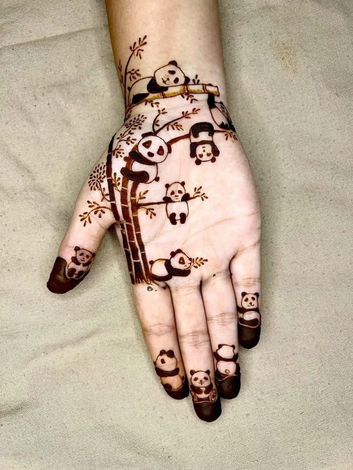 panda mehndi designs