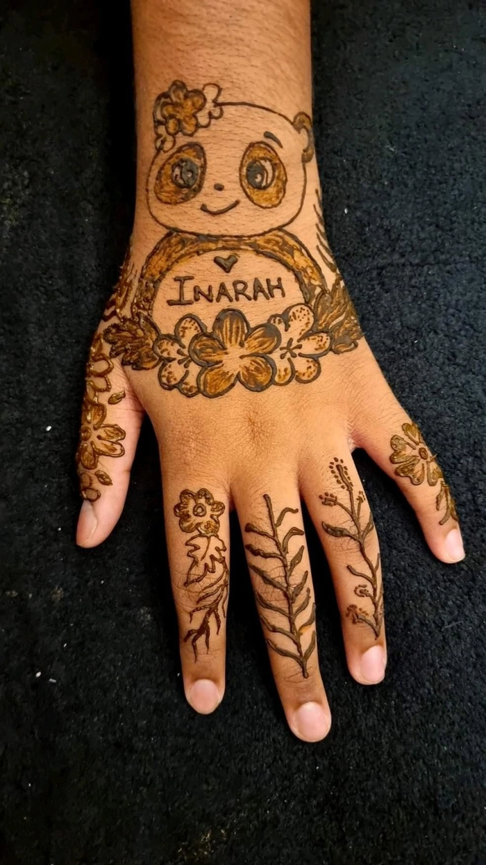 panda mehndi tattoo