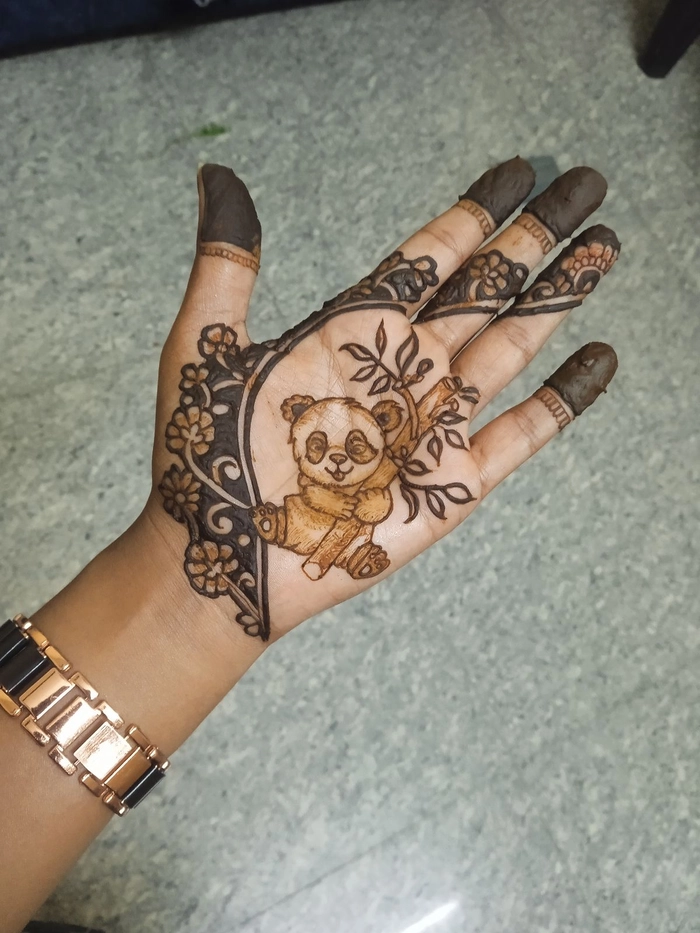 panda teddy mehndi design