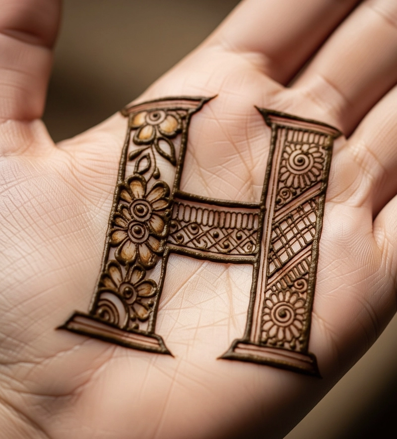 photo h mehndi design simple