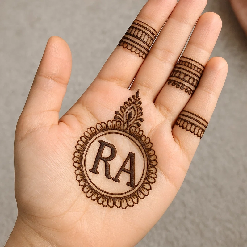 r a letter mehndi design