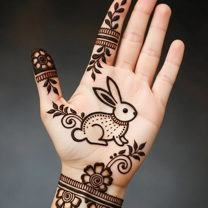 rabbit design mehndi