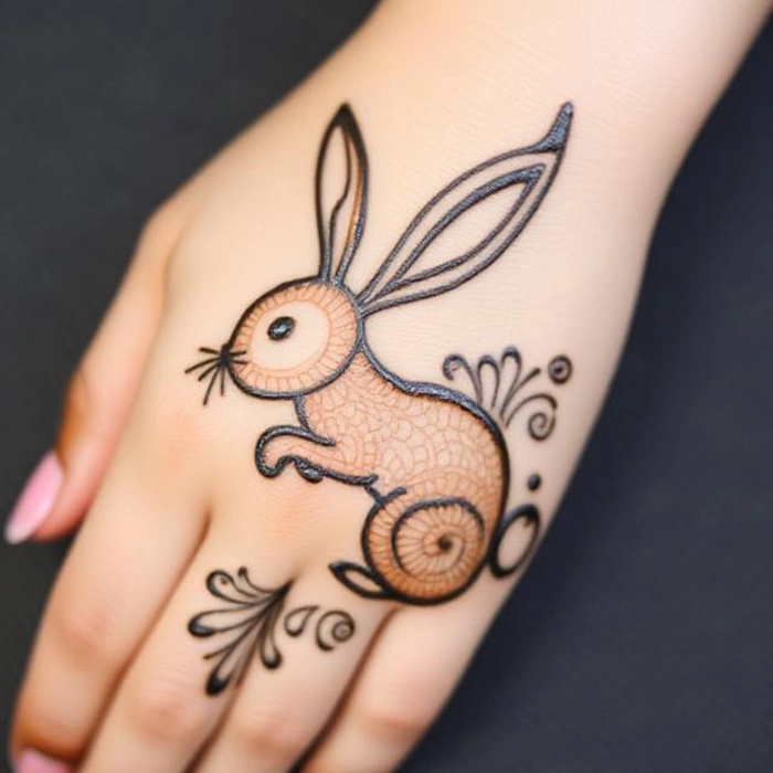 rabbit mehndi design for kid simple