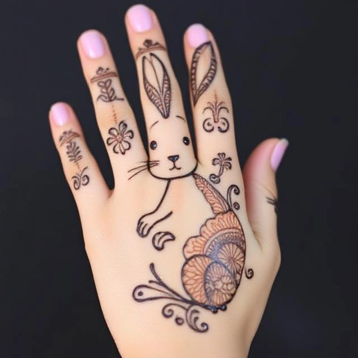 rabbit mehndi design for kid