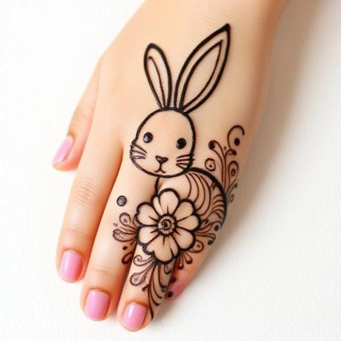rabbit mehndi design for kids simple