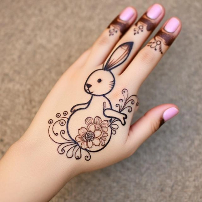rabbit mehndi design for kids