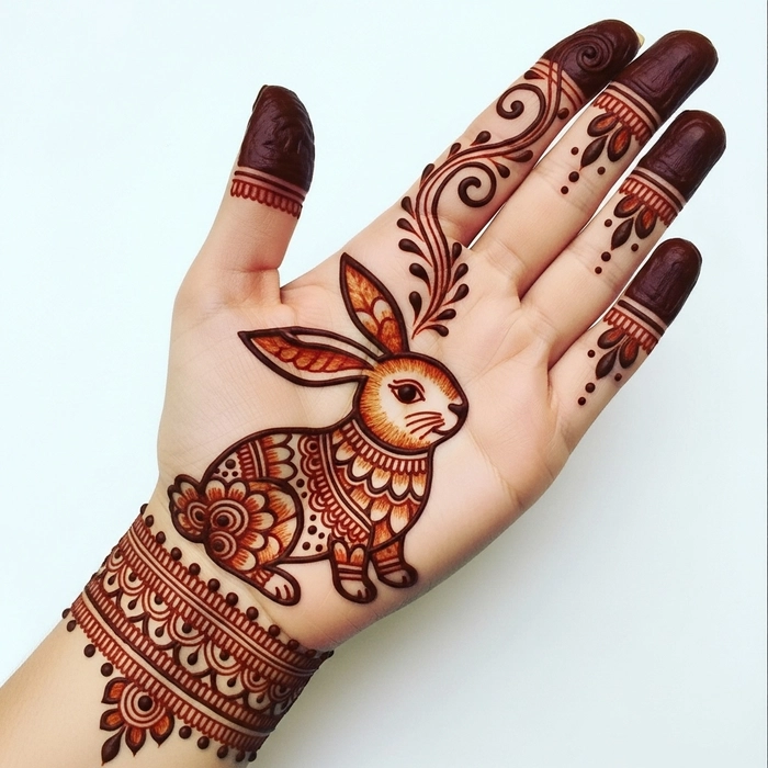 rabbit mehndi design simple