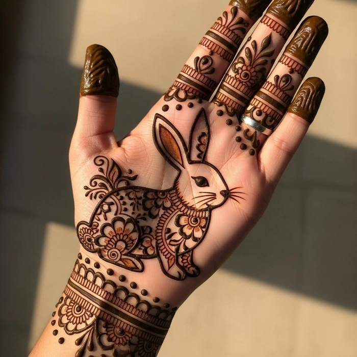 rabbit mehndi designs simple