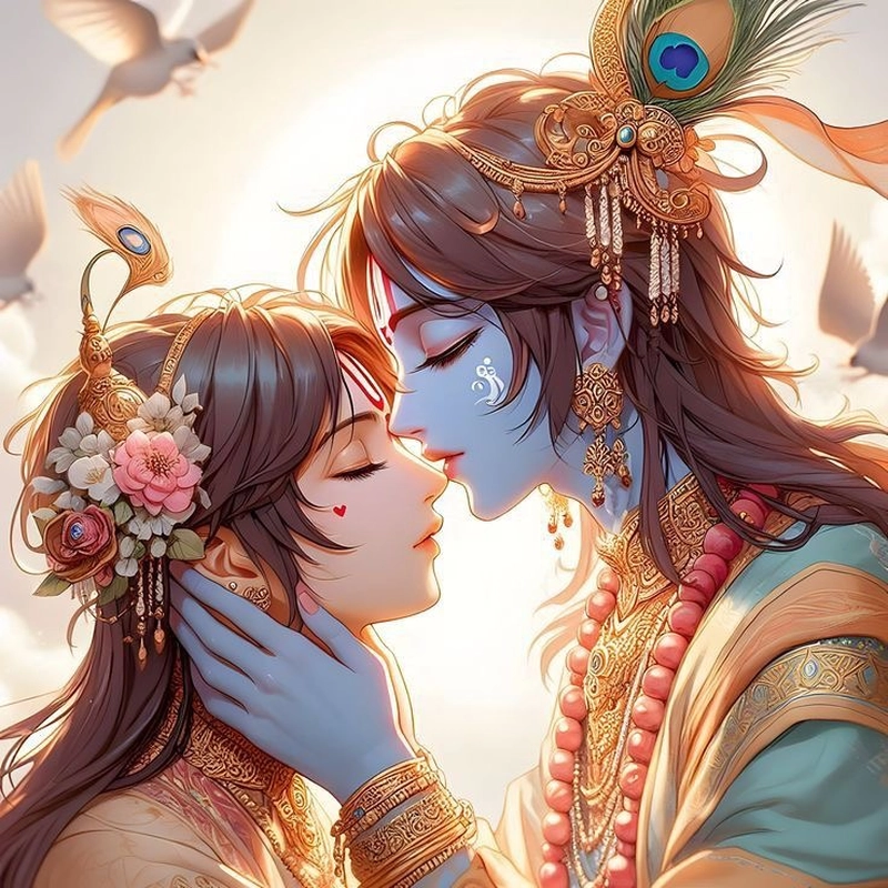 radha krishna anime couple dp