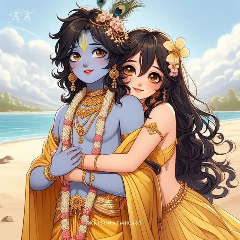 radha krishna anime images for dp