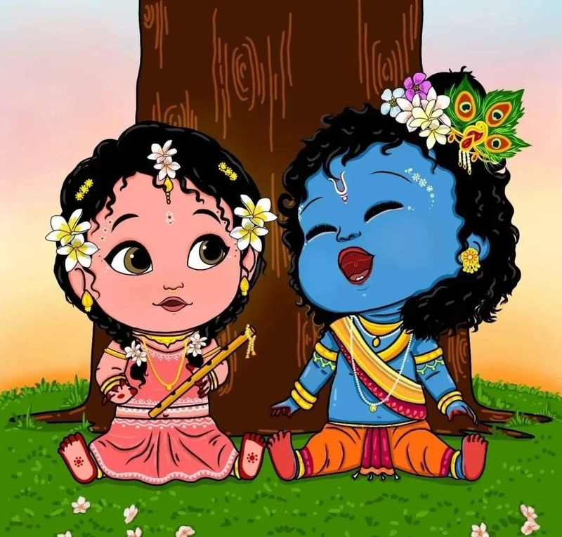 radha krishna couple dp for instagram cartoon