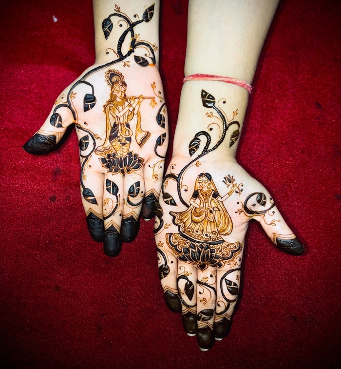 radha krishna janmashtami mehndi design