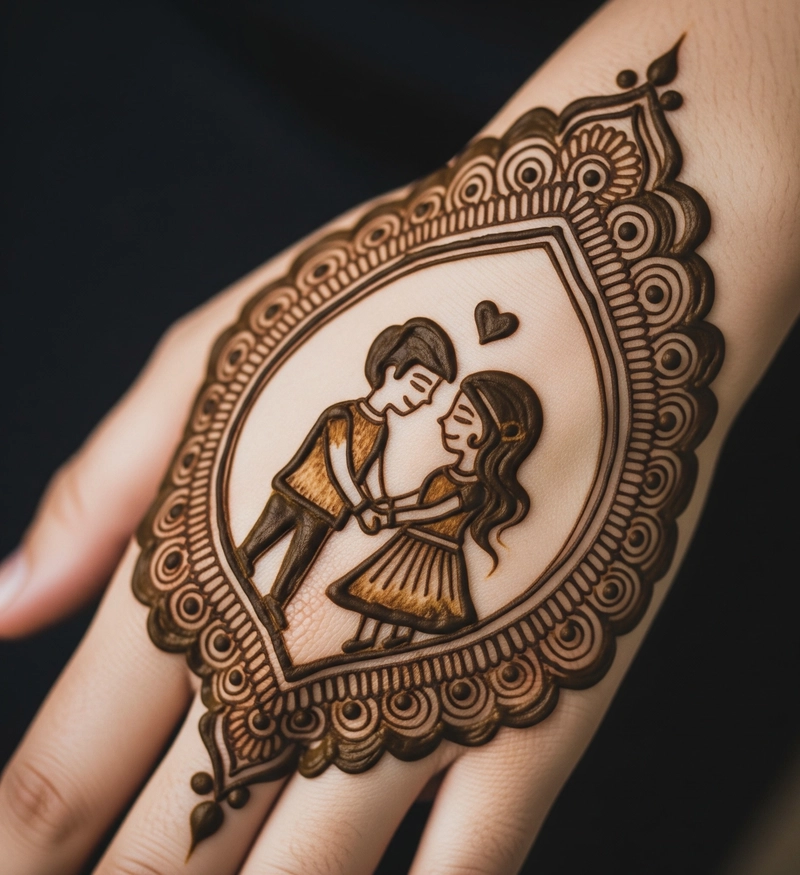 romantic couple mehndi design