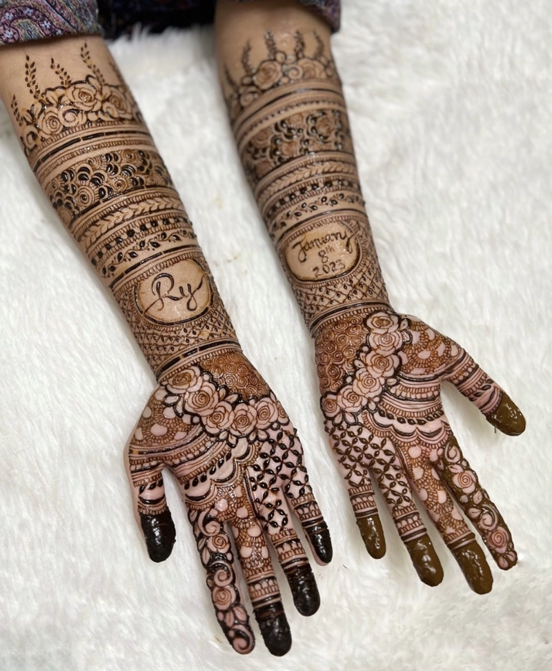 rose flower mehndi design back hand