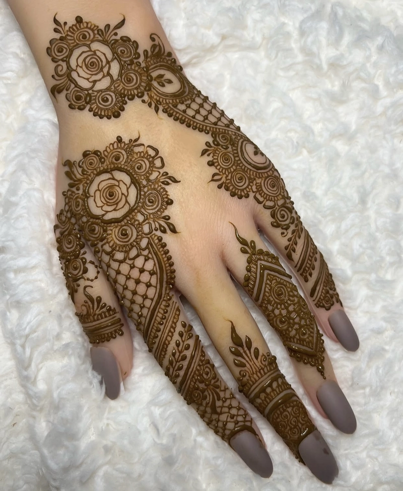 rose flower mehndi design floral