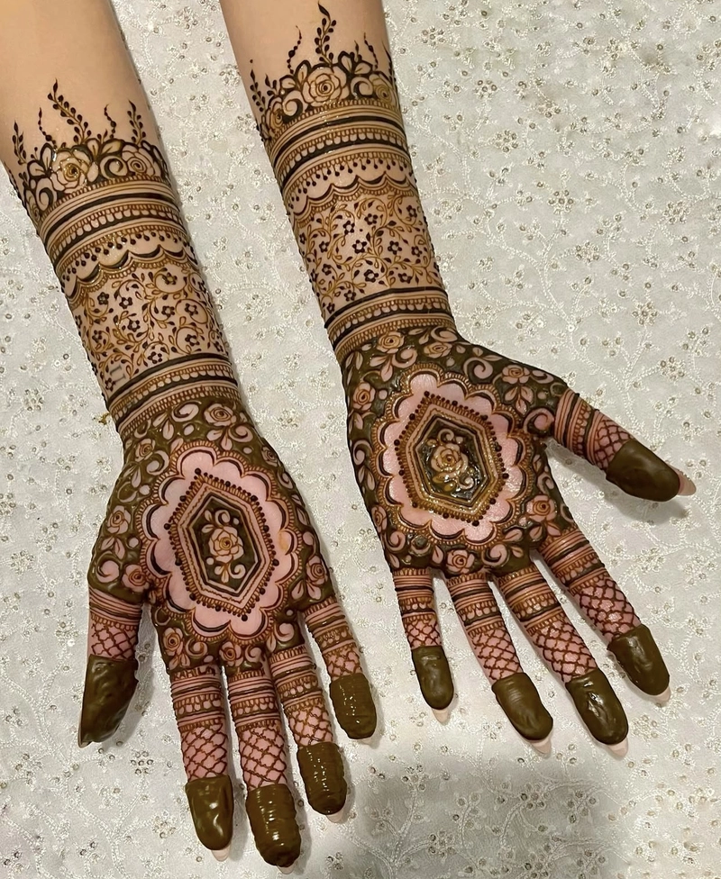 rose flower mehndi design simple back hand