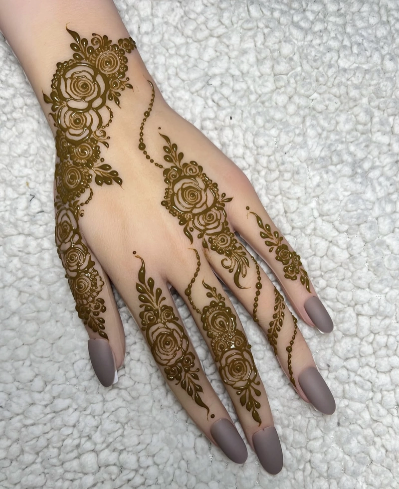 rose flower mehndi design simple front hand