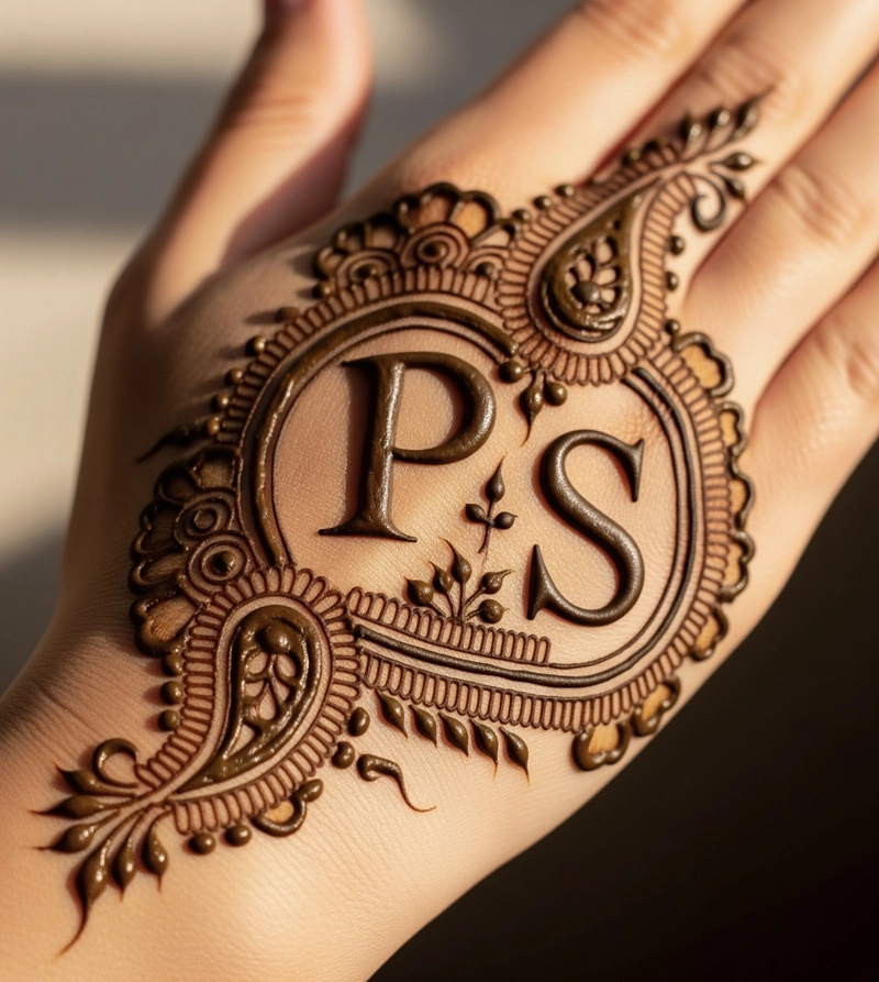 s and p letter mehndi design