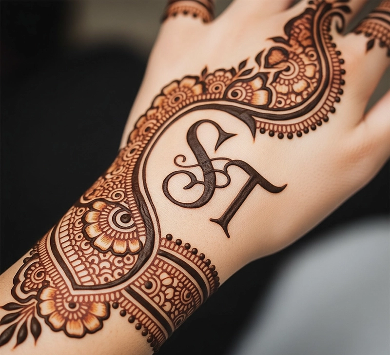 s and t name mehndi design