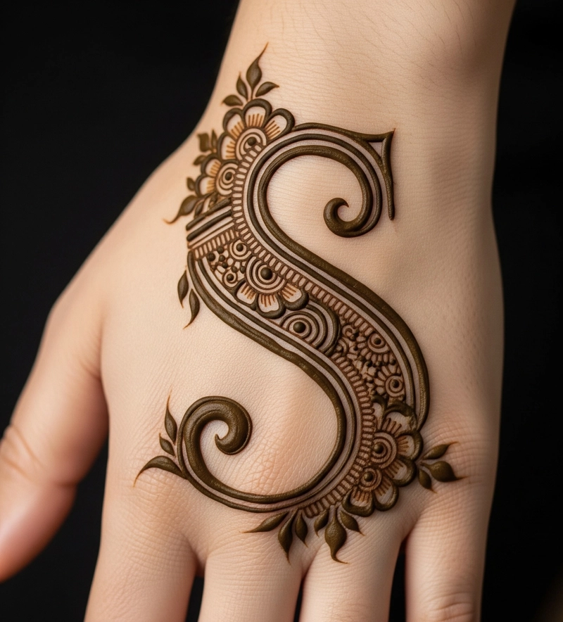 s letter mehndi design