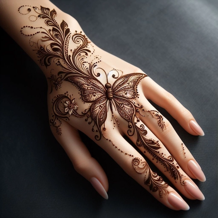 simple butterfly mehndi