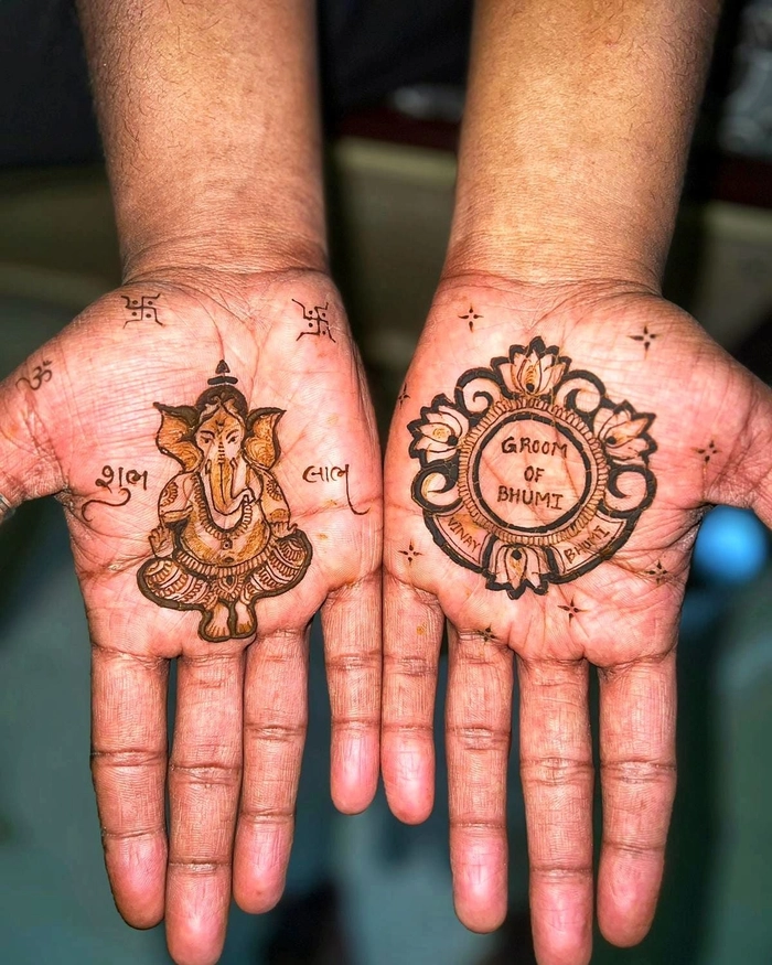 simple groom mehndi design