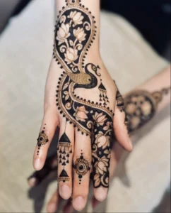 simple lotus mehndi design front hand