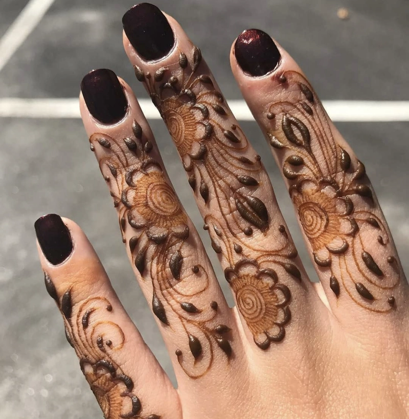 simple mehndi design only fingers