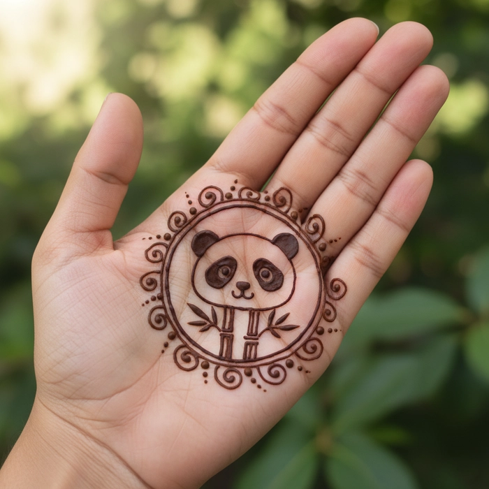 simple panda mehndi design photo