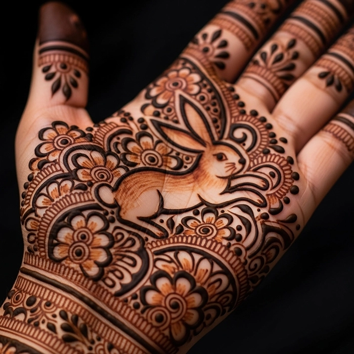 simple rabbit mehndi design
