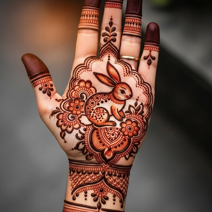 simple rabbit mehndi designs