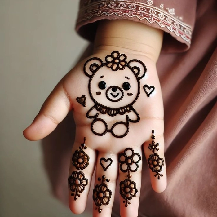 simple teddy bear mehndi design images