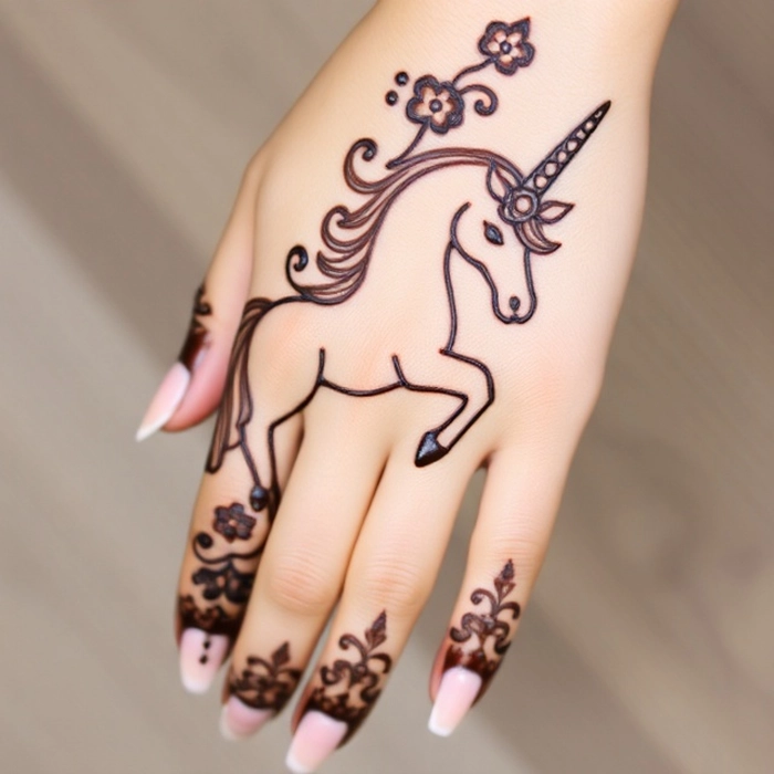 simple unicorn mehndi design