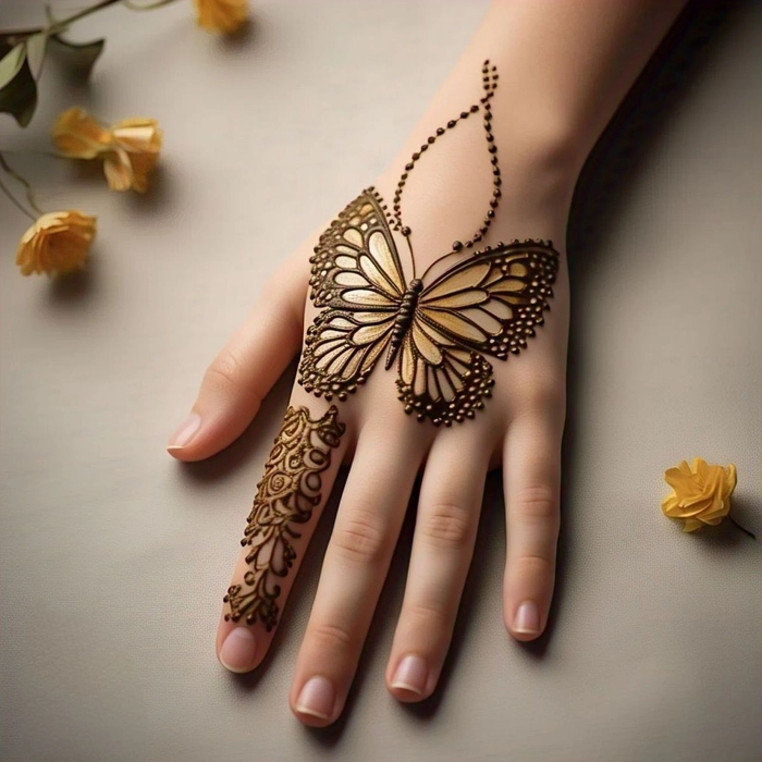 small butterfly mehndi design