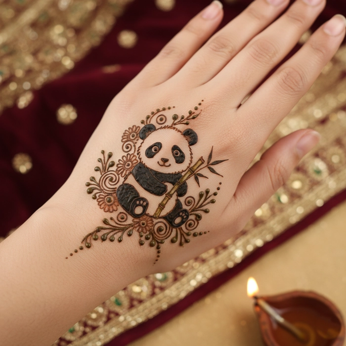 small panda mehndi design