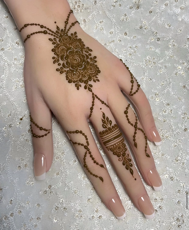 stylish finger royal back hand mehndi design
