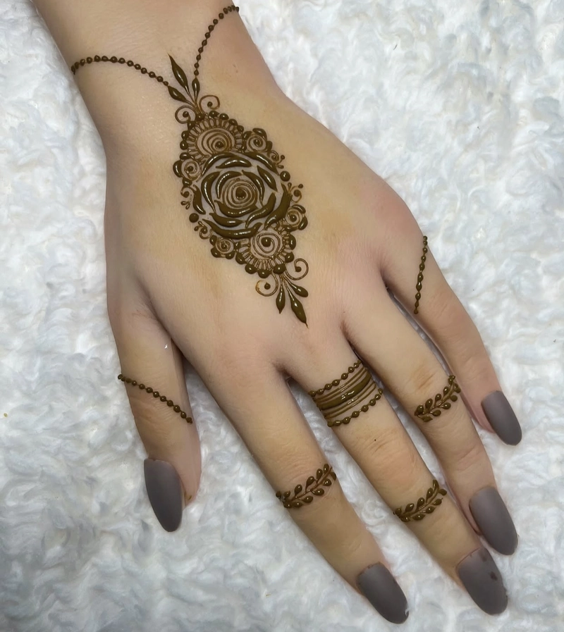 stylish rose flower mehndi design