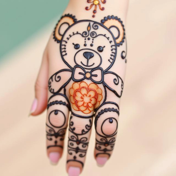 teddy bear henna design