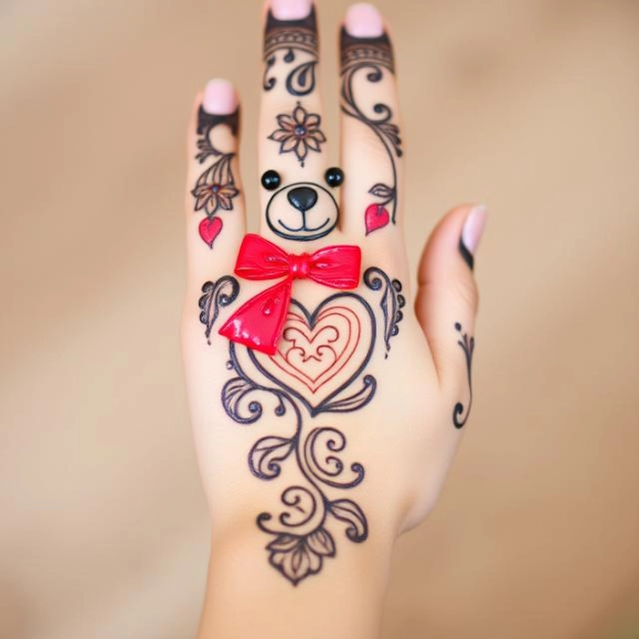 teddy bear mehndi design arabic