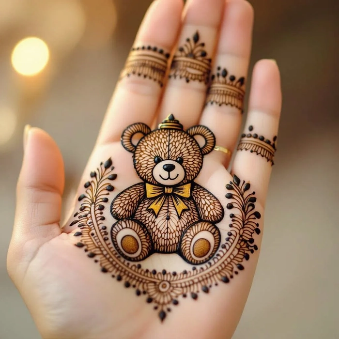 teddy bear mehndi design easy
