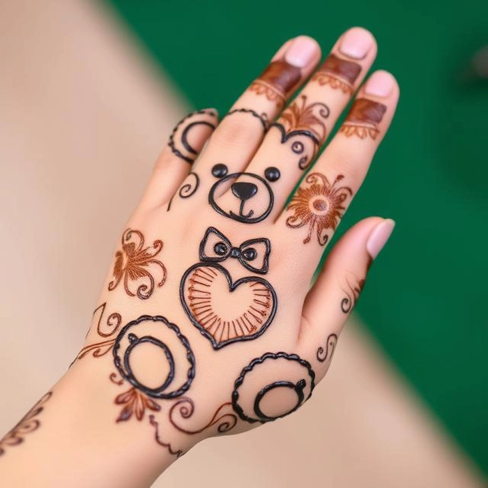 teddy bear wali mehndi design
