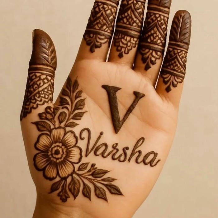 traditional V Mehndi Design